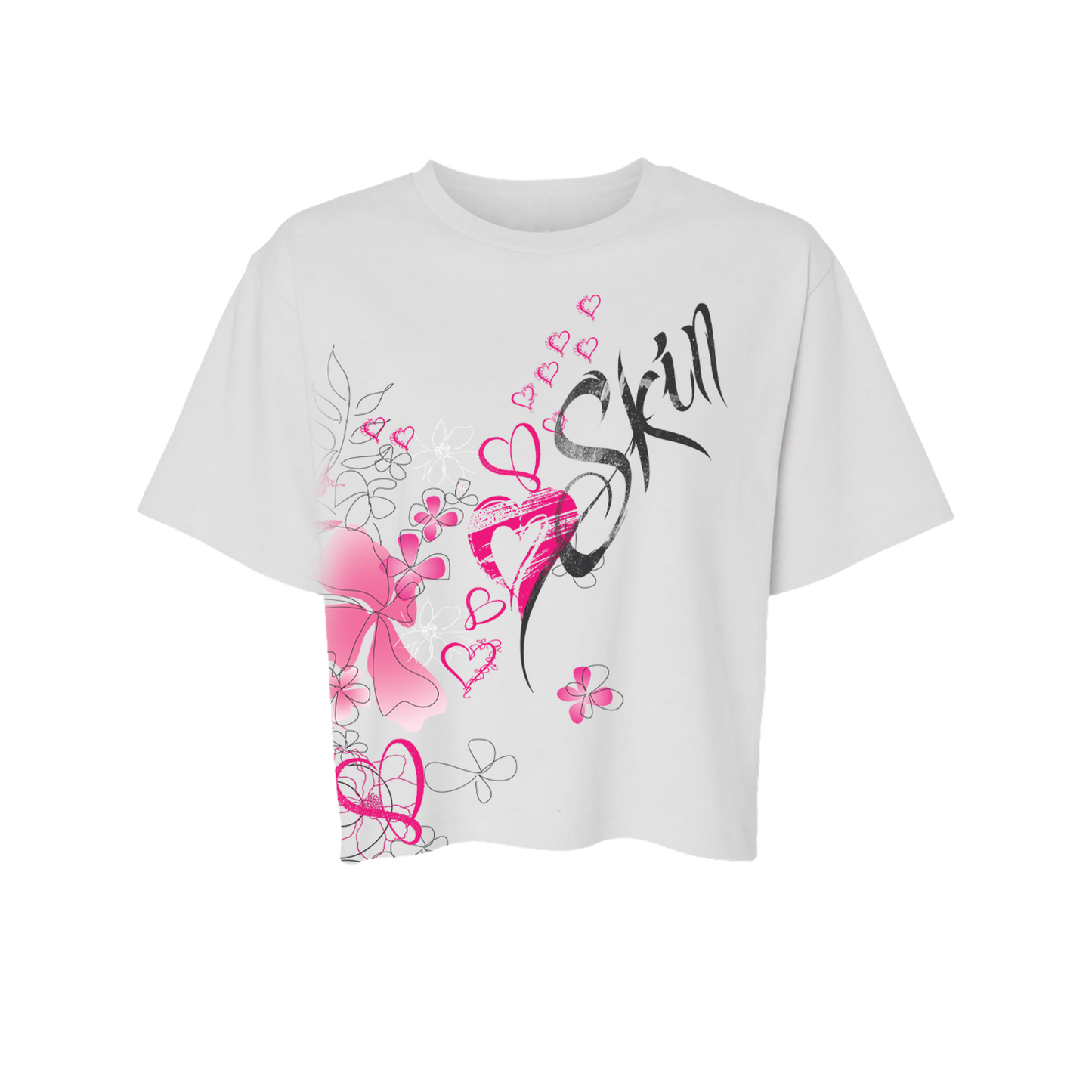Womens Boxy Crop S/S Tee CRAYON (White)