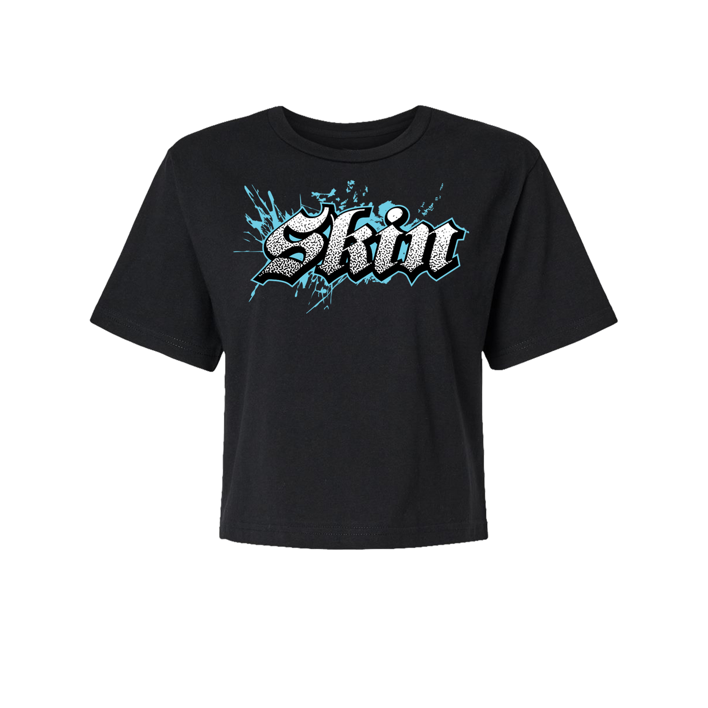 Womens Boxy Crop S/S Tee - Extreme (Black w/Cyan)