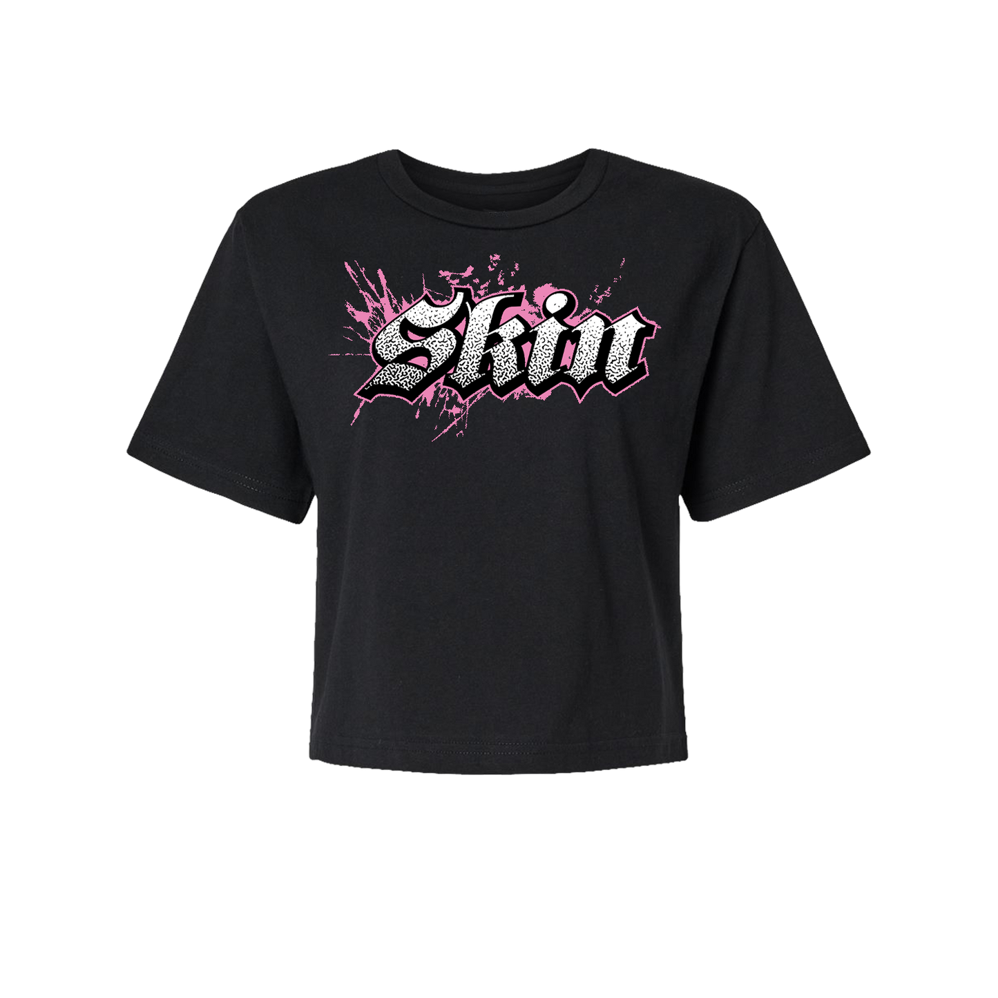 Womens Boxy Crop S/S Tee - Extreme (Black w/Pink)