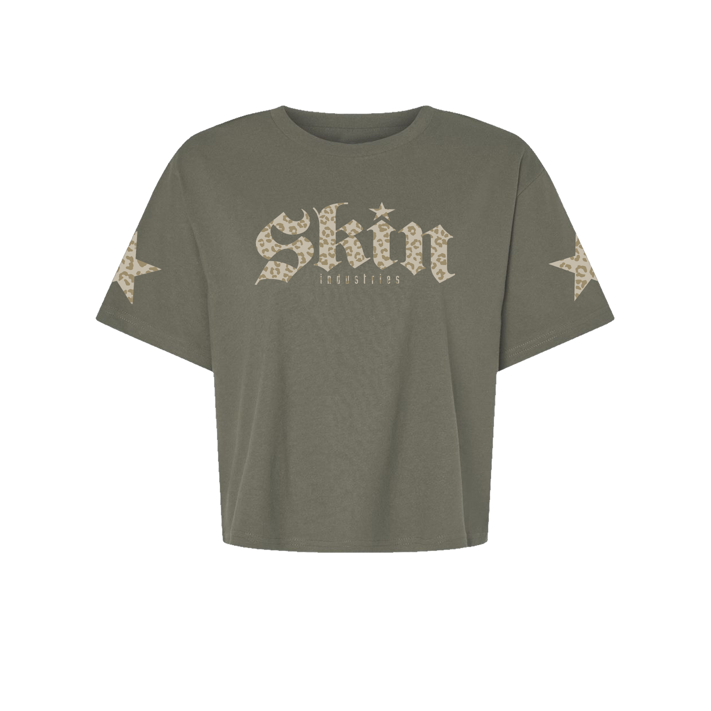 Womens Boxy Crop S/S Tee - FOUNDATION (Olive)