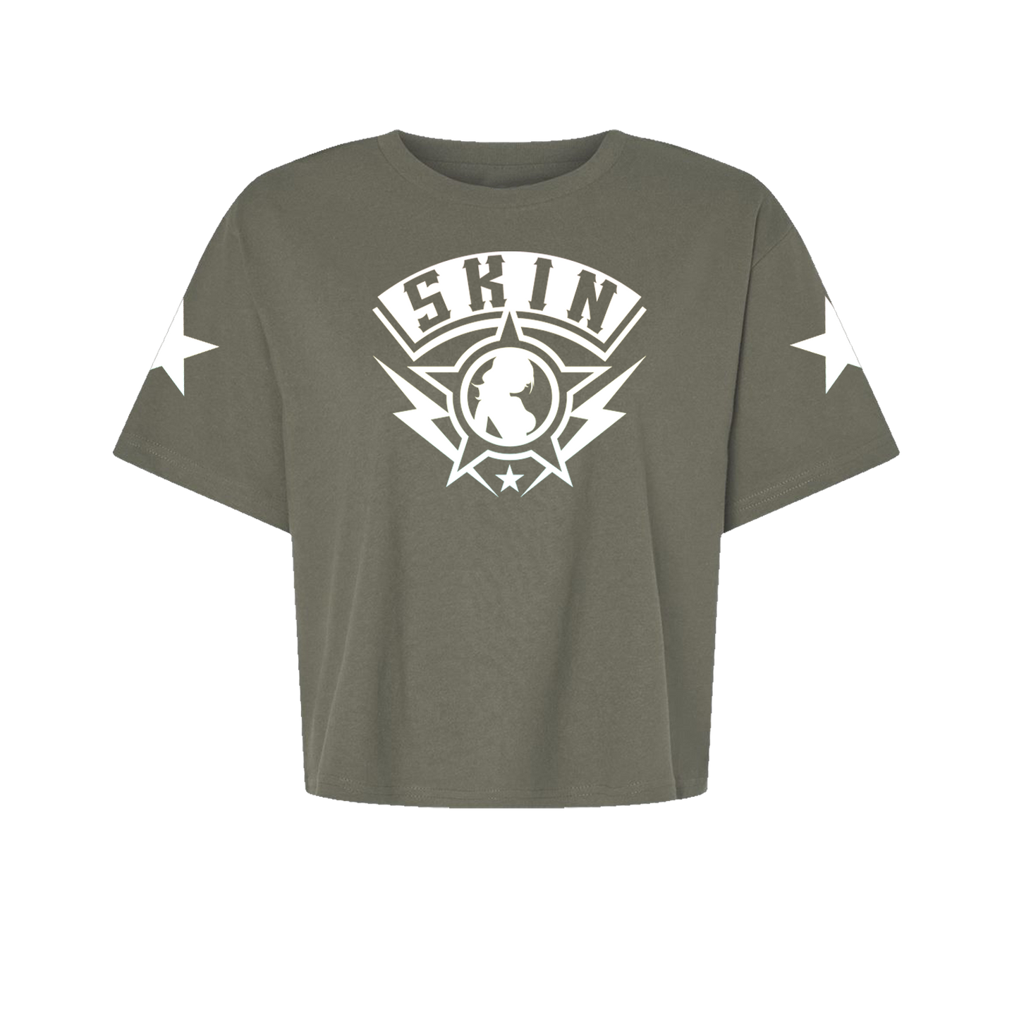 Womens Boxy Crop S/S Tee - FREEBIRD (Olive)