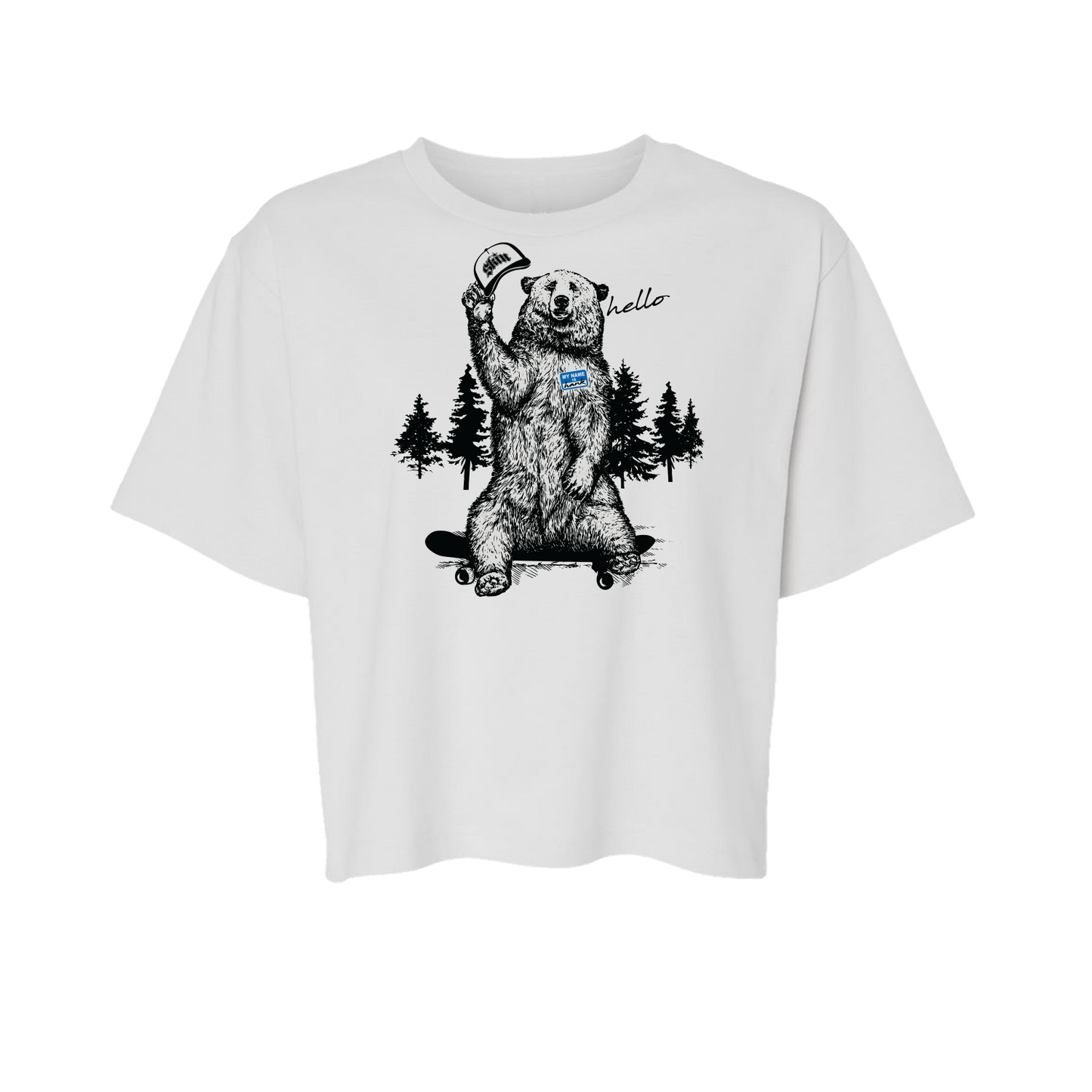 Womens Boxy Crop S/S Tee - HANK (White)