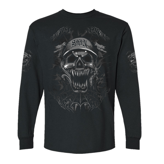 Mens Crew L/S Tee - ROBO SKULL (Black)