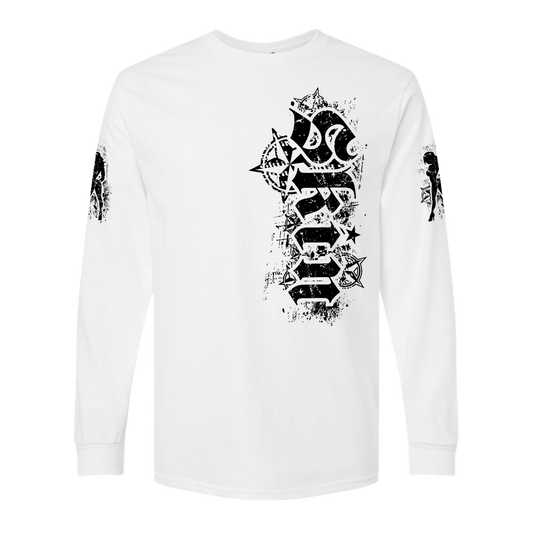 Mens Crew L/S Tee - ROCKSTAR (White)