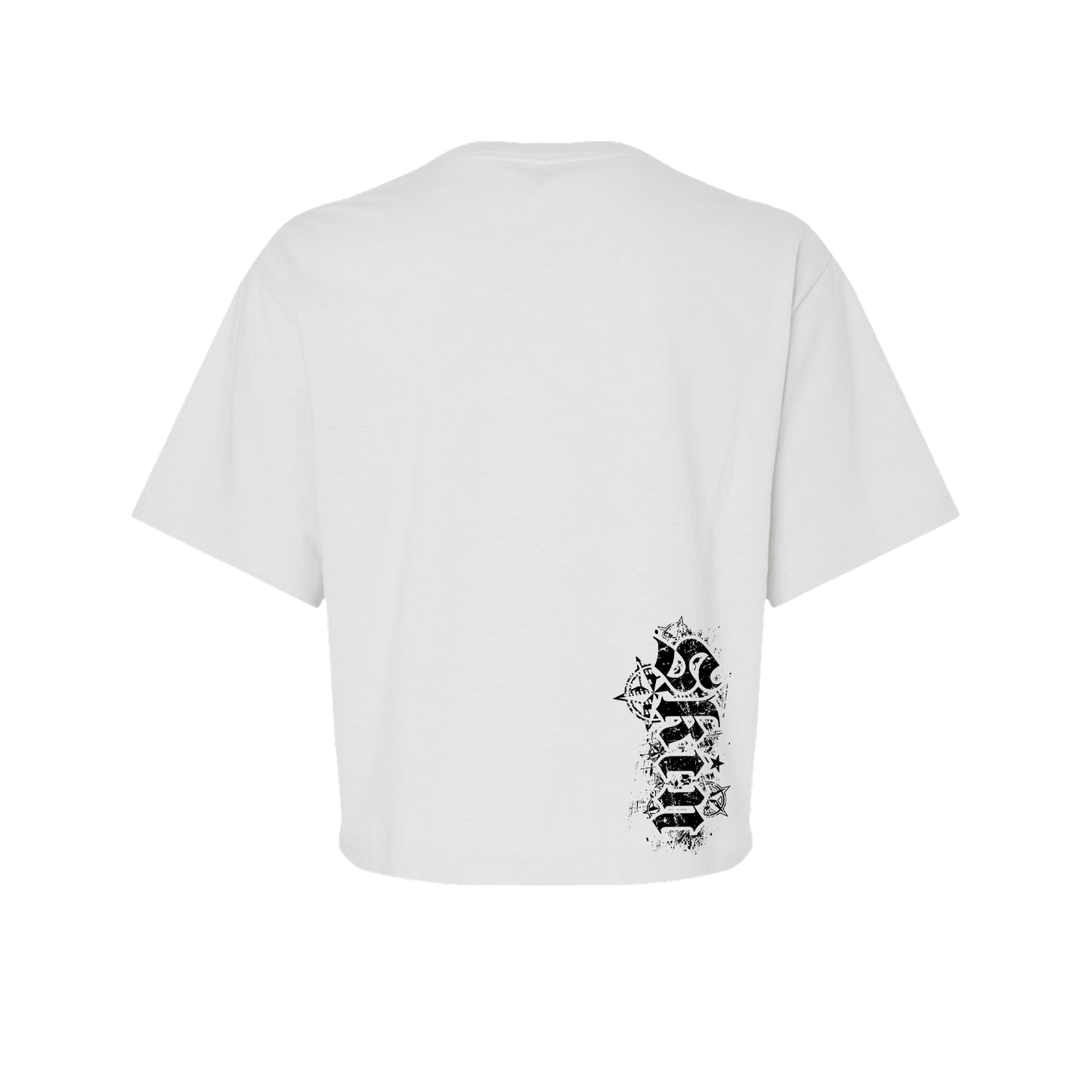 Womens Boxy Crop S/S Tee - ROCKSTAR (White)