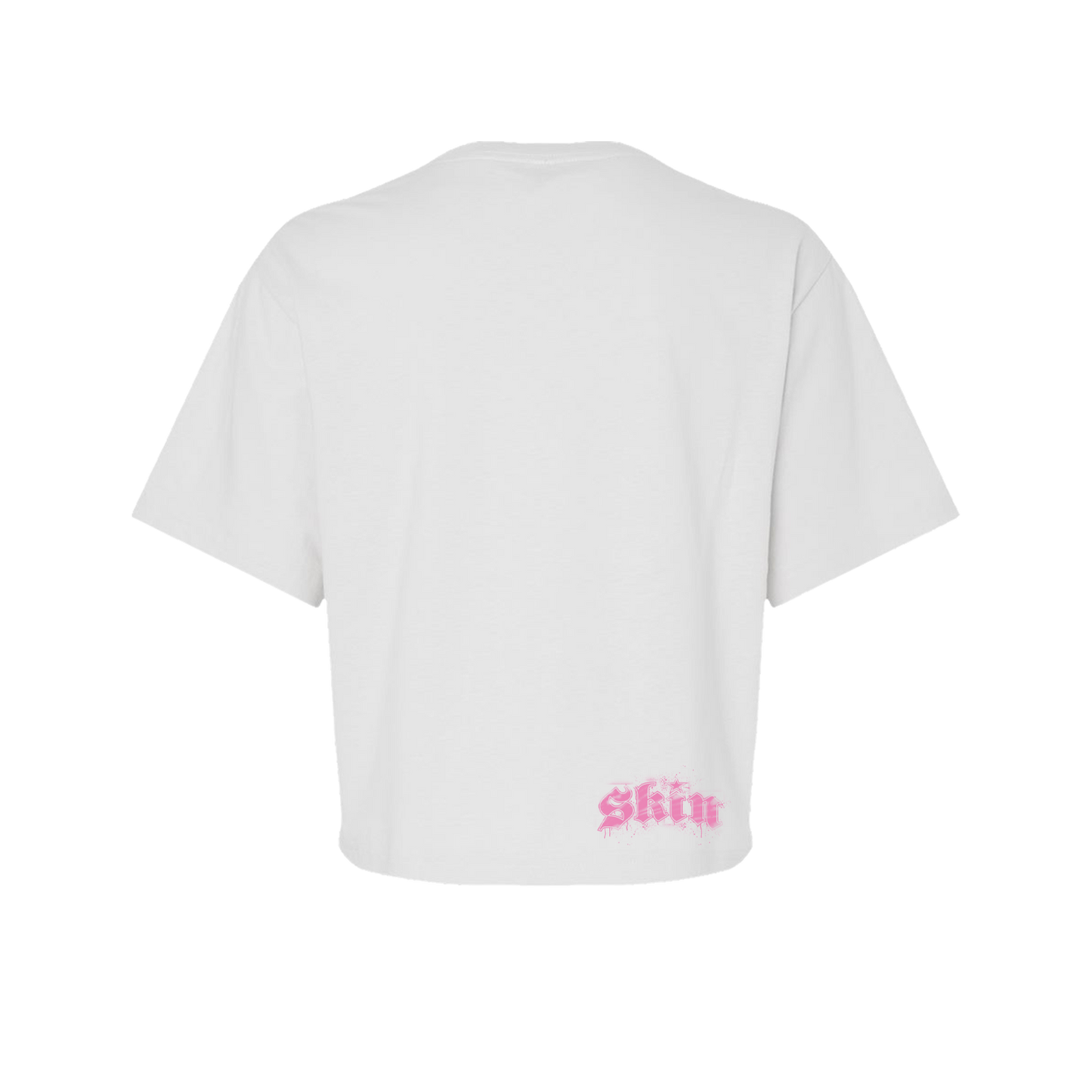 Womens Boxy Crop S/S Tee - STENCILA (White/Pink)