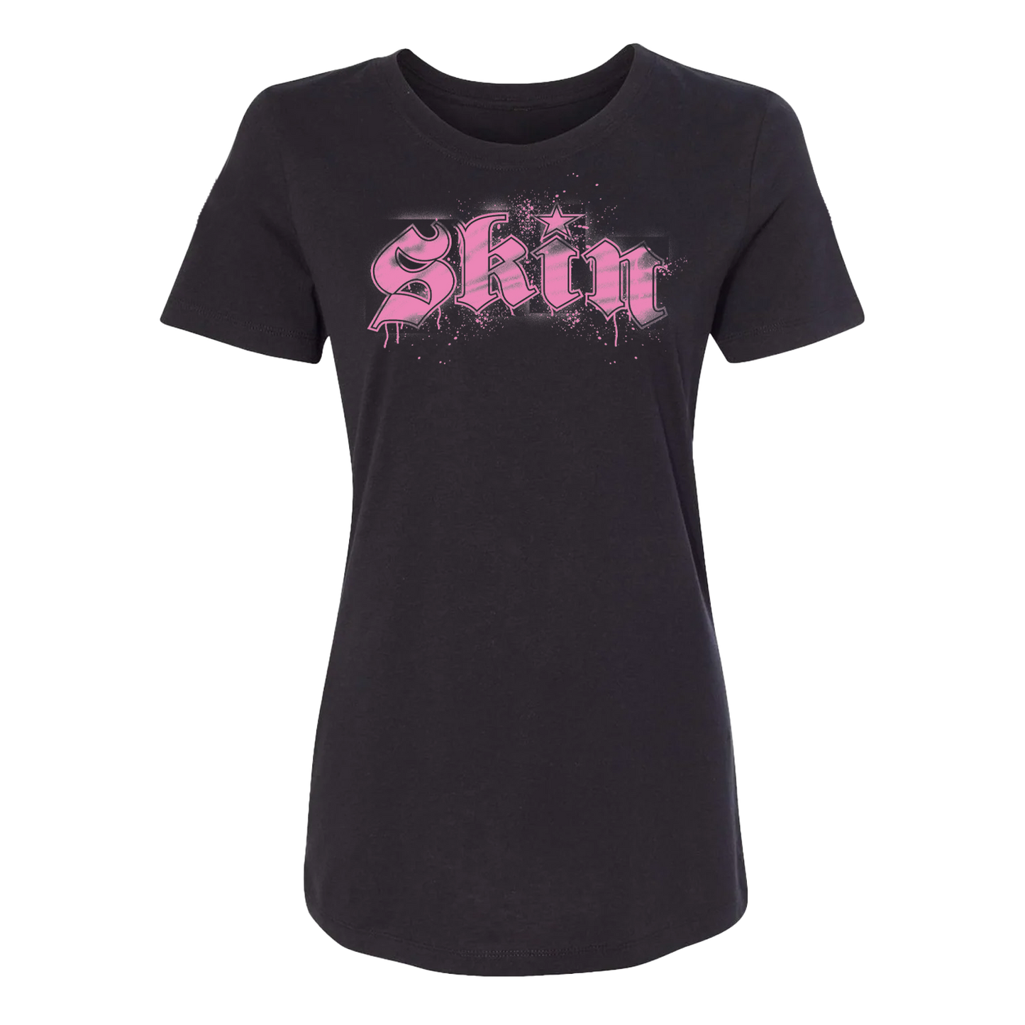 Womens Crew S/S Tee - STENCILA (Black w/Pink)