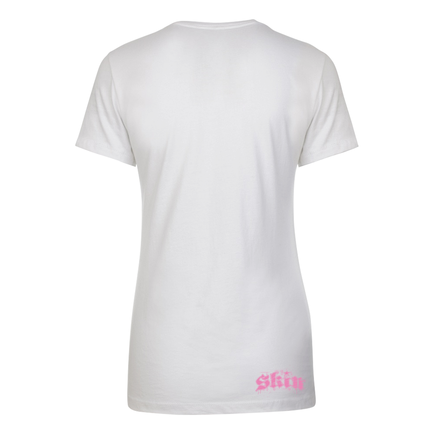 Womens Crew S/S Tee - STENCILA (White w/Pink)