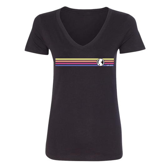 Womens V Neck S/S Tee - BARS (Black)