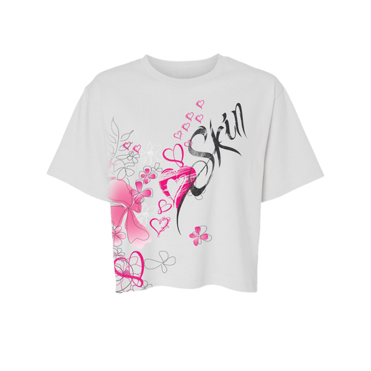 Womens Boxy Crop S/S Tee CRAYON (White)