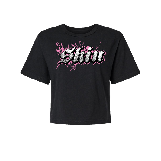 Womens Boxy Crop S/S Tee  - Extreme  (Black w/Pink)