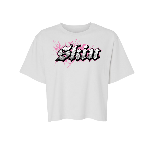 Womens Boxy Crop S/S Tee  - Extreme  (White w/Pink)