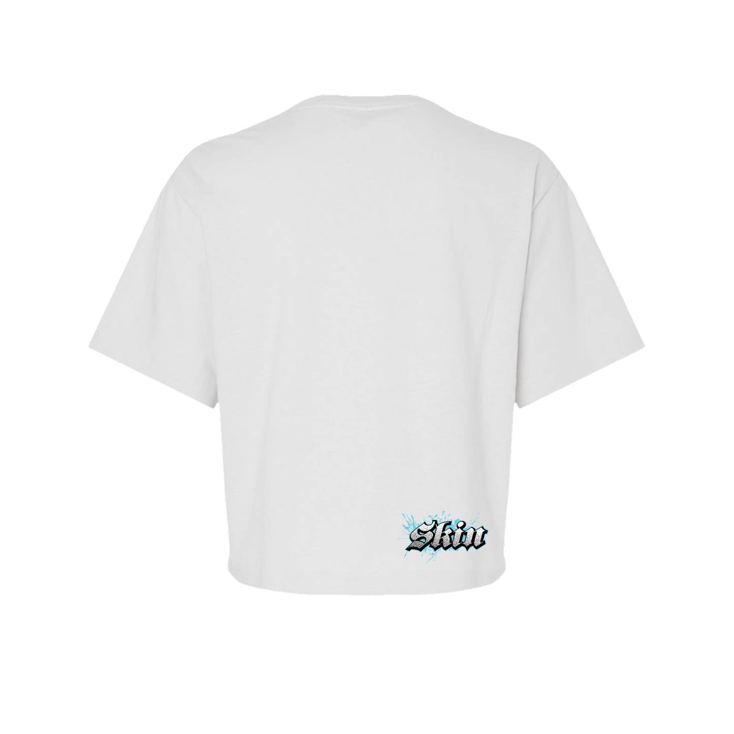 Womens Boxy Crop S/S Tee - EXTREME (White w/Blue)