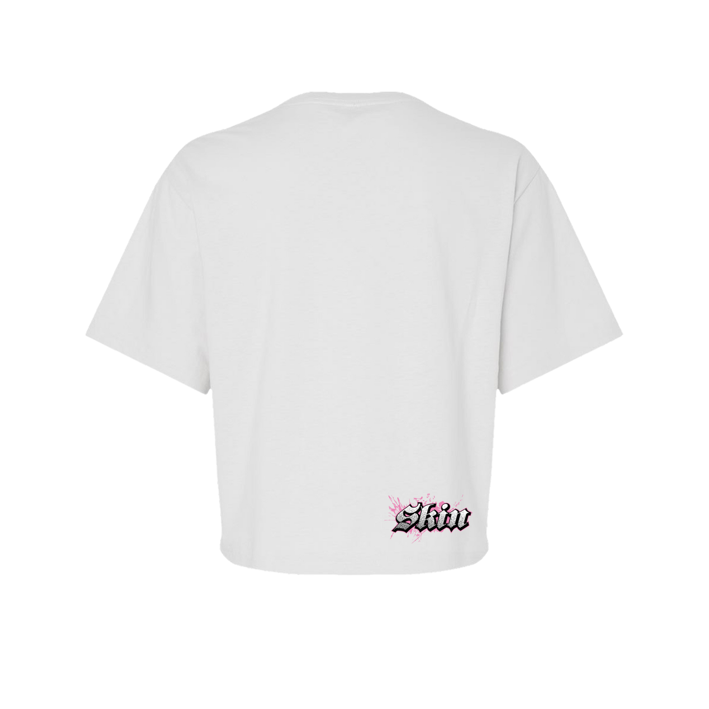Womens Boxy Crop S/S Tee - EXTREME (White w/Pink)
