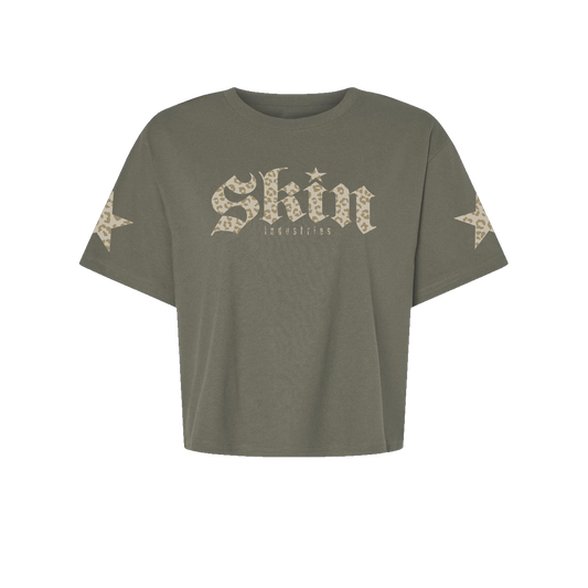Womens Boxy Crop S/S Tee - FOUNDATION (Olive)