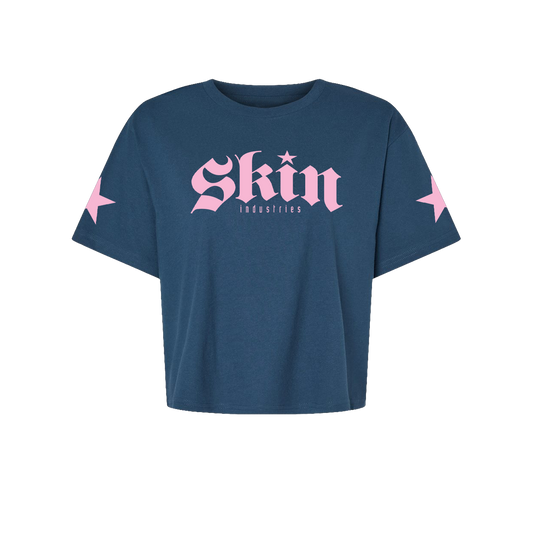 Womens Boxy Crop S/S Tee  - Foundation  (Blue)