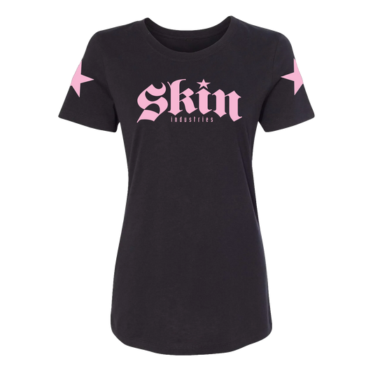 Womens Crew S/S Tee - FOUNDATION (Black w/Pink)