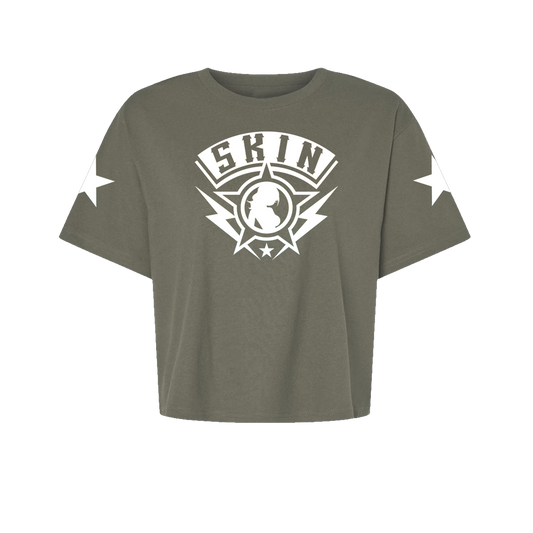 Womens Boxy Crop S/S Tee - FREEBIRD (Olive)