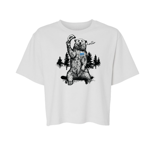 Womens Boxy Crop S/S Tee - HANK (White)