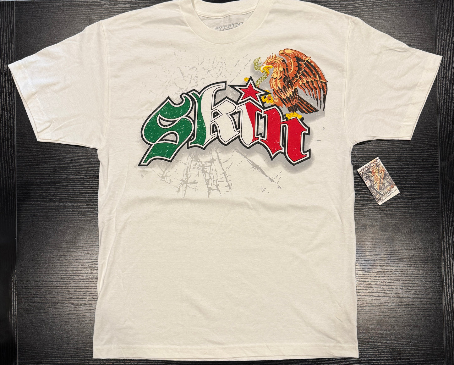 Mens Tee  (S/S Crew)) - VIVA MEXICO WHT (Size L)
