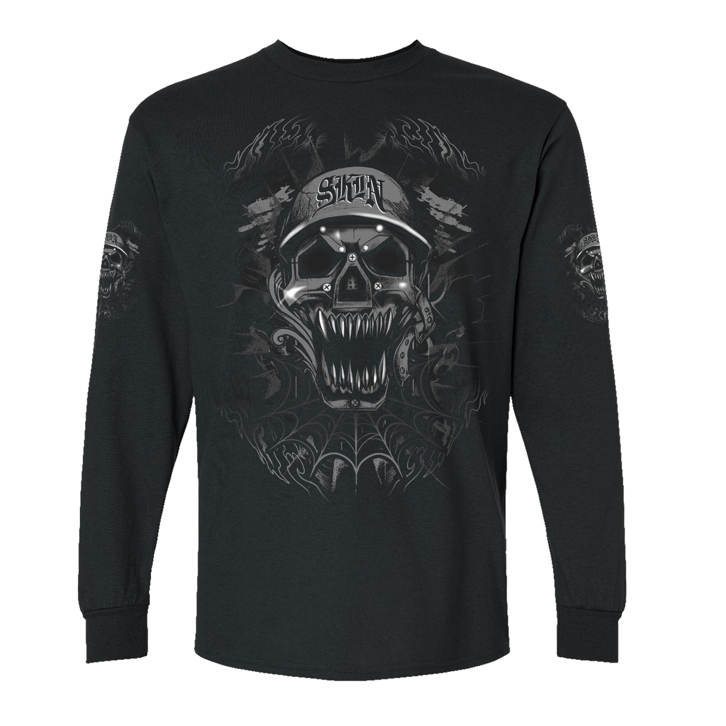 Mens Crew L/S Tee - ROBO SKULL (Black)