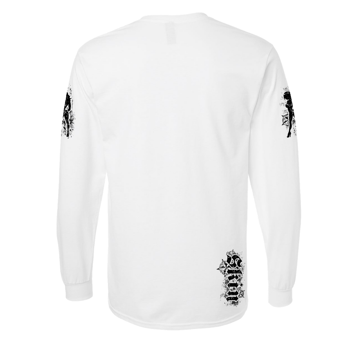 Mens Crew L/S Tee - ROCKSTAR (White)