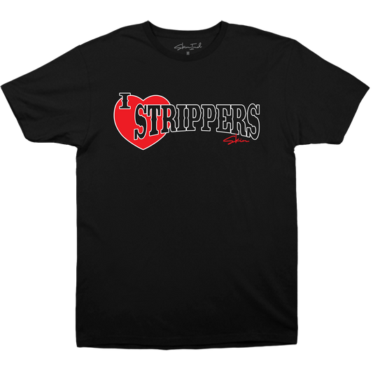 MENS CREW TEE - STRIPPERS in Black