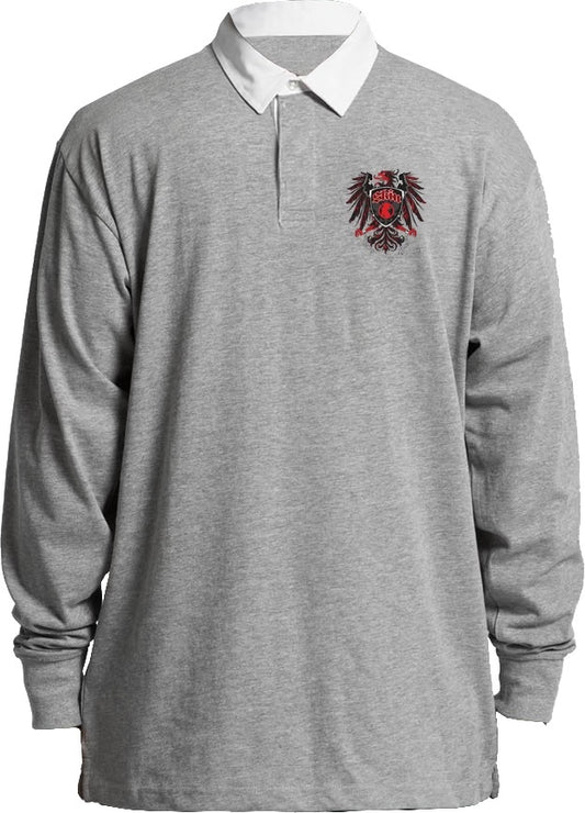 Mens L/S Ruby - CREST in Gray Heather w/ White Collar