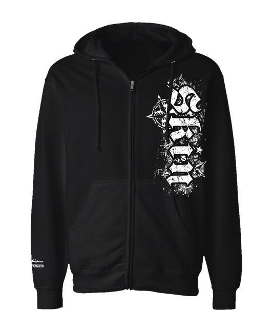 Mens Pullover ZIP UP Hoodie - ROCKSTAR (Black)