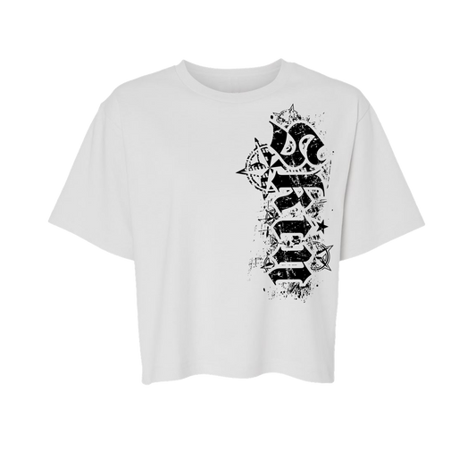 Womens Boxy Crop S/S Tee - ROCKSTAR (White)