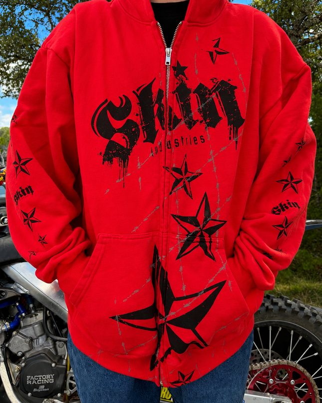 LOCK DOWN - Red (Zip Hoodie)