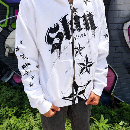 LOCK DOWN - White | ELITE Zip Up Hoodie