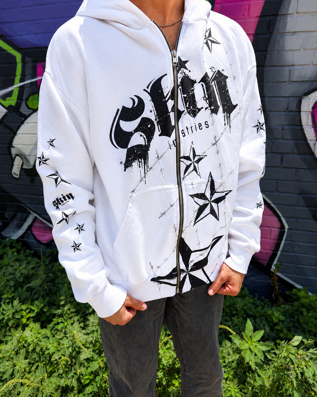 LOCK DOWN - White | ELITE Zip Up Hoodie