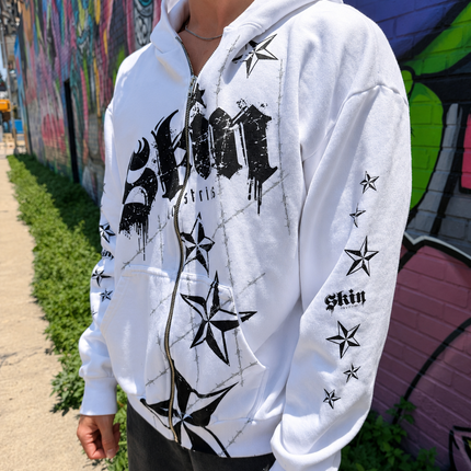 LOCK DOWN - White | ELITE Zip Up Hoodie