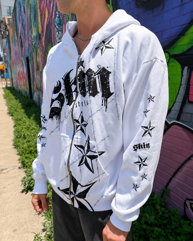 LOCK DOWN - White | ELITE Zip Up Hoodie
