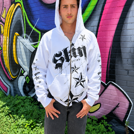 LOCK DOWN - White | ELITE Zip Up Hoodie