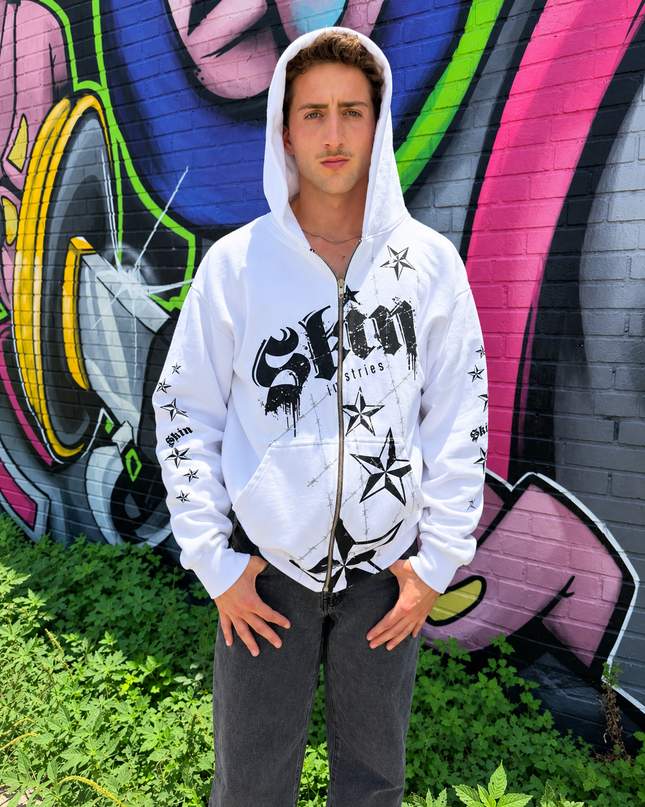 LOCK DOWN - White | ELITE Zip Up Hoodie