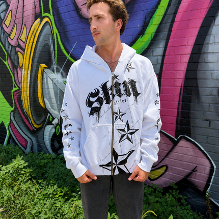 LOCK DOWN - White | ELITE Zip Up Hoodie