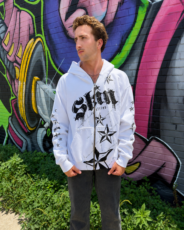 LOCK DOWN - White | ELITE Zip Up Hoodie