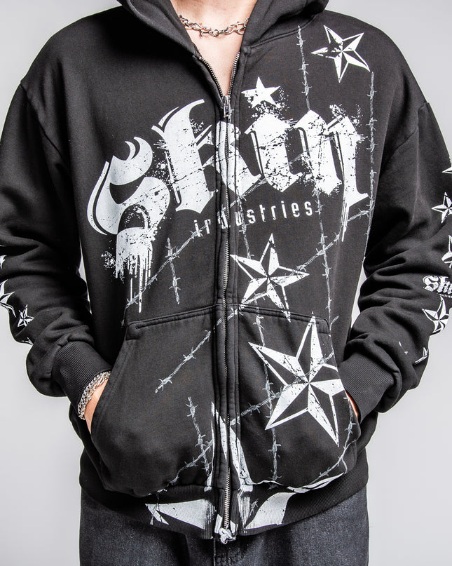 Men's Hoodie Zip | LOCK DOWN - Black