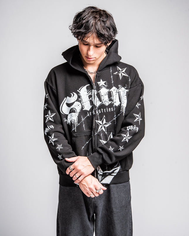 Men's Hoodie Zip | LOCK DOWN - Black