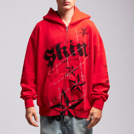 Men's Hoodie Zip | LOCK DOWN - Red