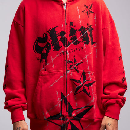 Men's Hoodie Zip | LOCK DOWN - Red