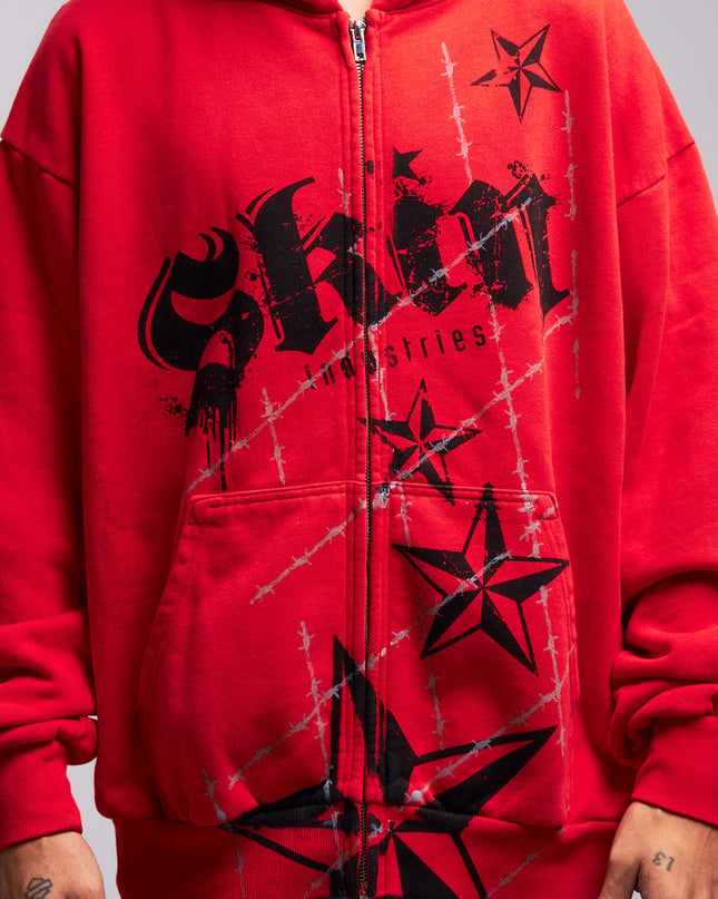 Men's Hoodie Zip | LOCK DOWN - Red