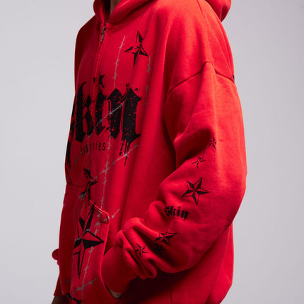 Men's Hoodie Zip | LOCK DOWN - Red