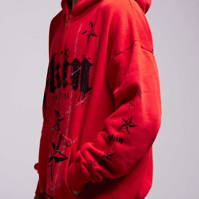 Men's Hoodie Zip | LOCK DOWN - Red