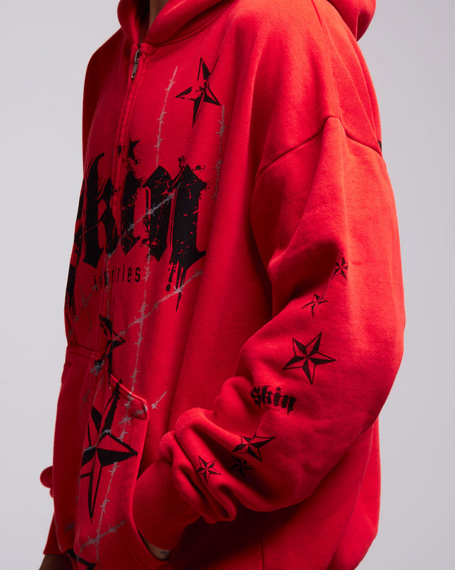 Men's Hoodie Zip | LOCK DOWN - Red