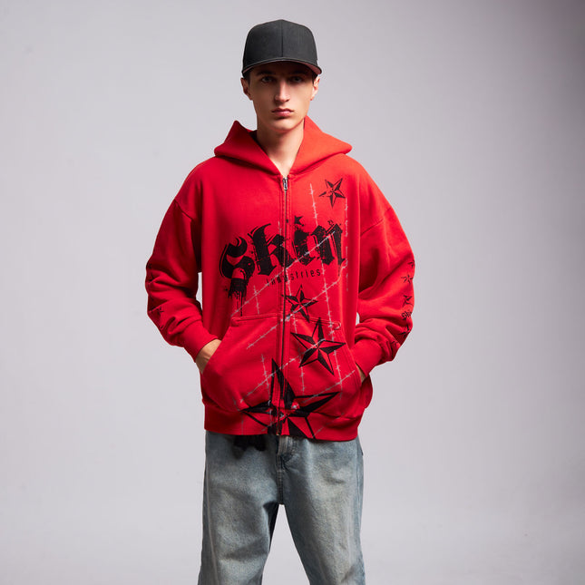Men's Hoodie Zip | LOCK DOWN - Red