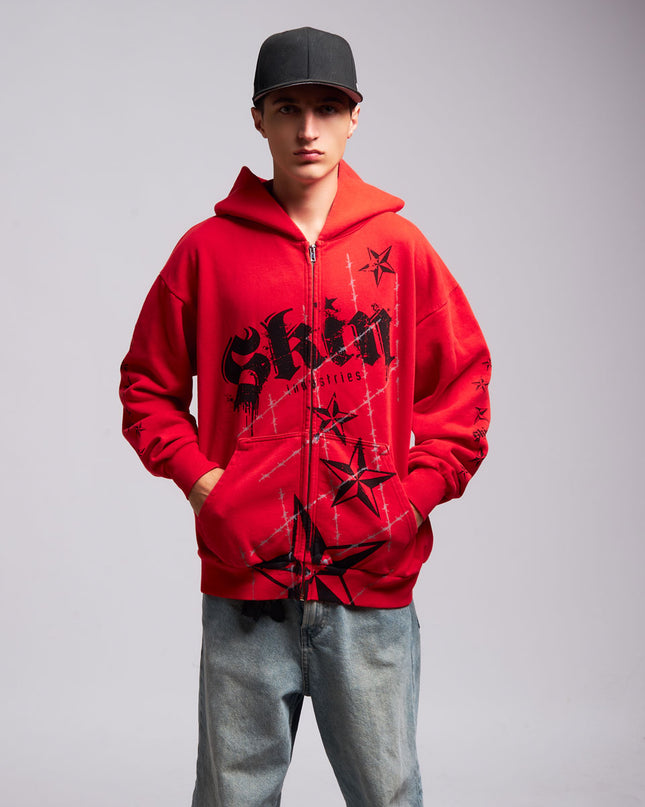 Men's Hoodie Zip | LOCK DOWN - Red