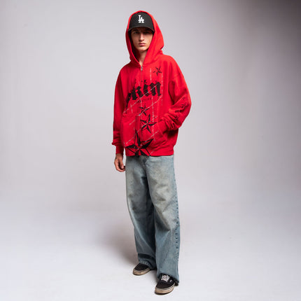 Men's Hoodie Zip | LOCK DOWN - Red